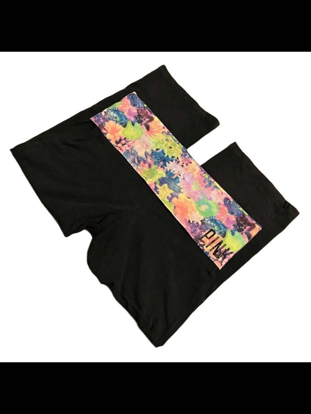 PINK Victorias Secret Watercolor Floral Shimmer Metallic Foldover Capri Yoga L